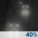 Wednesday Night: A 40 percent chance of rain before 1am.  Cloudy during the early evening, then gradual clearing, with a low around 32.