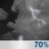 Thursday Night: Showers likely and possibly a thunderstorm before 8pm, then showers and thunderstorms likely between 8pm and 11pm, then showers likely and possibly a thunderstorm after 11pm.  Mostly cloudy, with a low around 65. South southwest wind around 5 mph.  Chance of precipitation is 70%. New rainfall amounts between a quarter and half of an inch possible. 